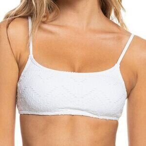 Roxy White Embroidered Bralette Bikini Top Eyelet Detail –‎ Women’s M